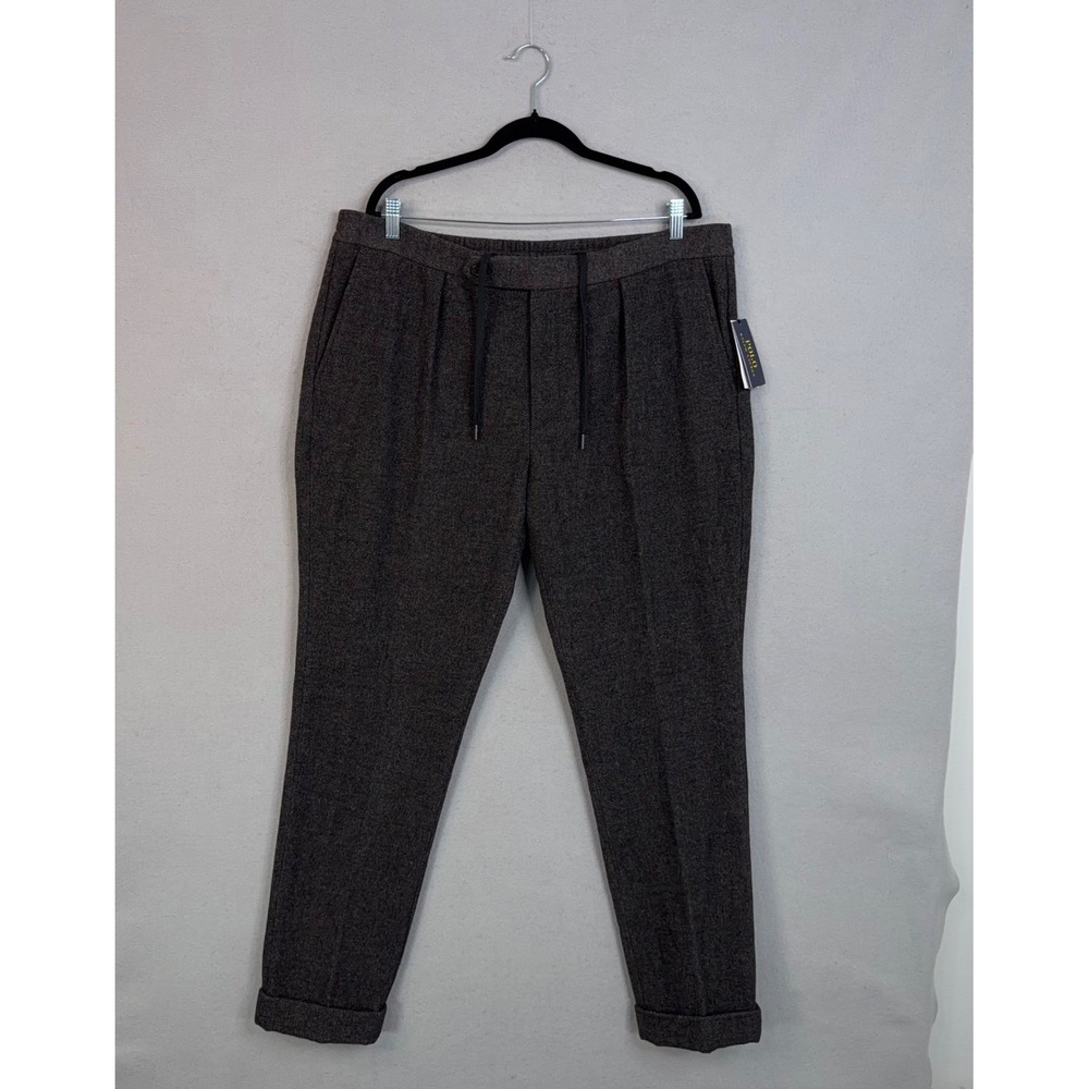 Polo Ralph Lauren Trousers Mens 40x32 Charcoal Birdseye Drawstring Pleated Pant
